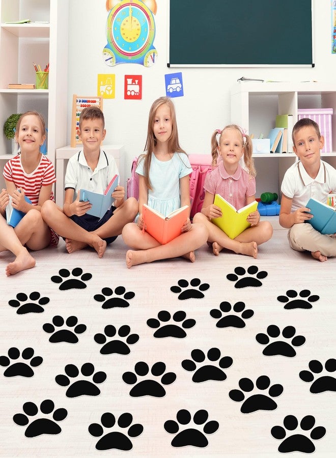 ReliThick 30 Pcs Paw Print Floor Decal 7.5" Large Pawprints Wall Cling Self Adhesive Footprint Floor Cling Window Stickers Wall Decal for Bedroom Living Room Decor(Black) - Image 1